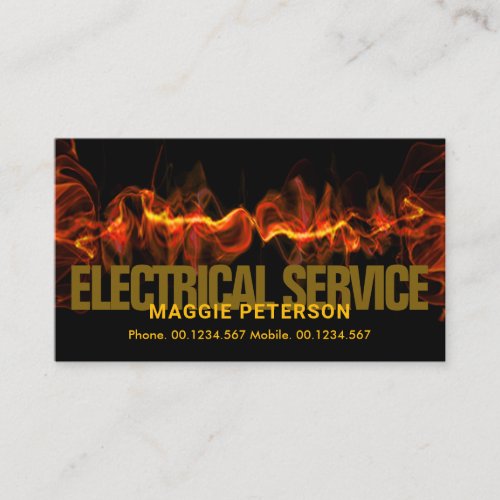 Flaming Red Electrical Lightning Wave Electrician Business Card