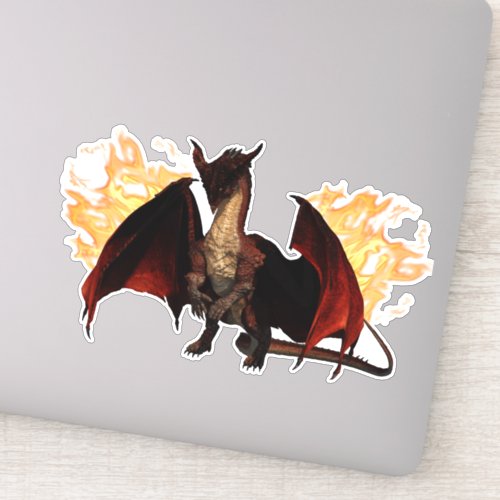 Flaming Red Fire Dragon Sticker