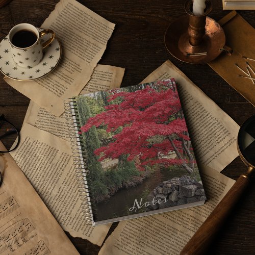 Flaming Red Japanese Maple Leaves Photo Notebook