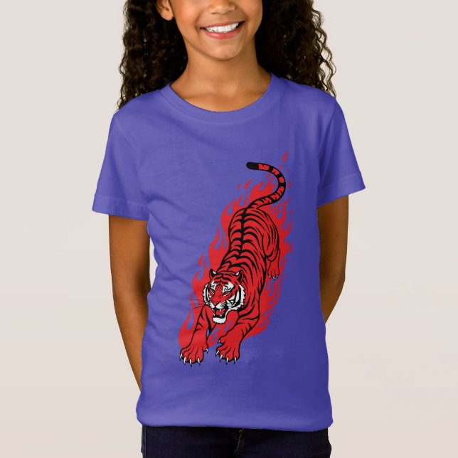 Flaming Red Tiger – Fierce Fire Beast Tee (Front)