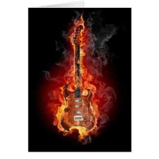 Flaming rock guitar cards