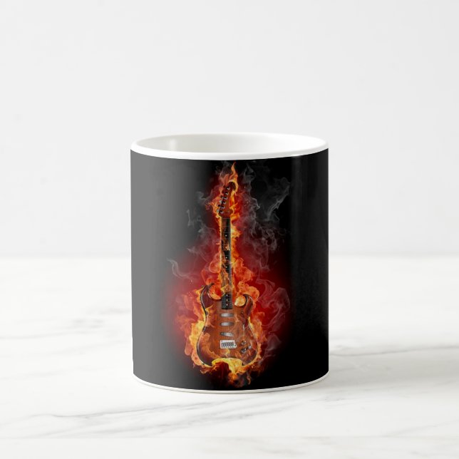 Flaming rock guitar coffee mug (Center)