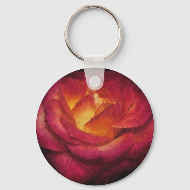 Flaming Rose Oil Painting Keychain (Front)