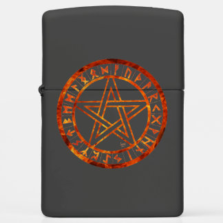 Flaming Rune Pentacle Zippo Lighter