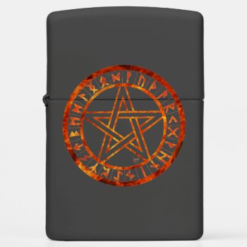 Flaming Rune Pentacle Zippo Lighter by Lyreck at Zazzle