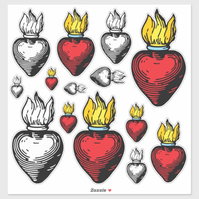 Flaming Sacred Heart 14" x 14" Sheet Sticker (Sheet)