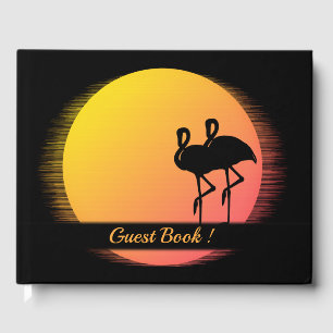 Flaming Setting Sun Evening Wedding Guest Book