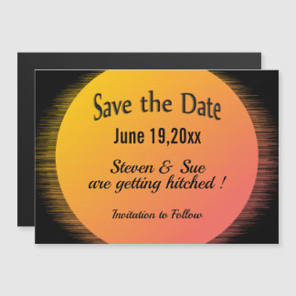 Flaming Setting Sun Evening Wedding Magnetic Invitation