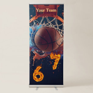 Flaming Six Seven Basketball Scoring Retractable Banner