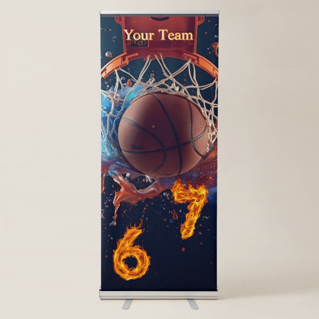 Flaming Six Seven Basketball Scoring Retractable Banner (Front)