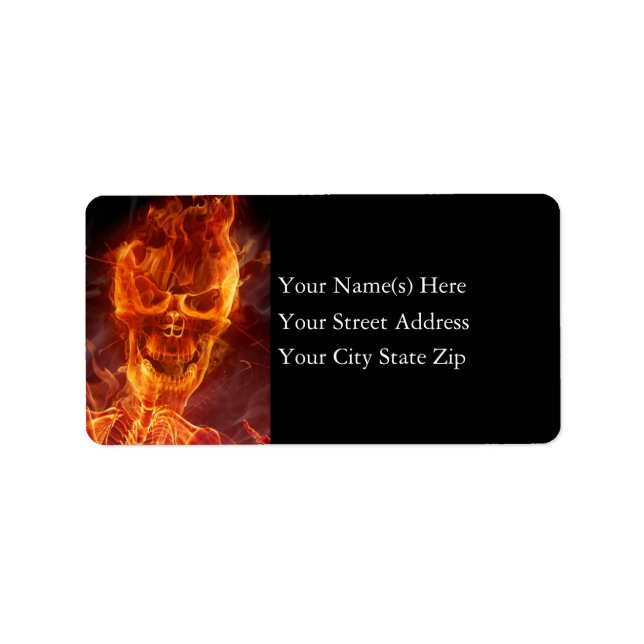 Flaming Skeleton Halloween Return Address Label (Front)