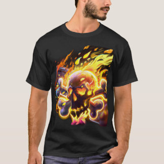 Flaming Skull and Cross bones T-Shirt