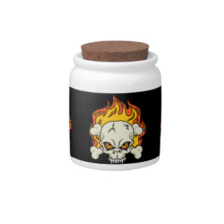 Flaming Skull and Crossbones Candy Jar