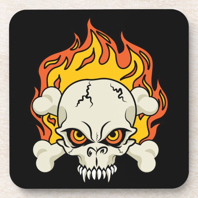 Flaming Skull and Crossbones Coaster (Front)