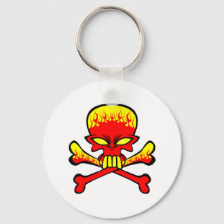 Flaming Skull and Crossbones Keychain