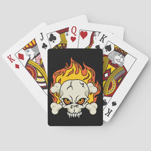 Flaming Skull and Crossbones Poker Cards (Back)