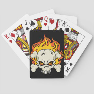 Flaming Skull and Crossbones Poker Cards
