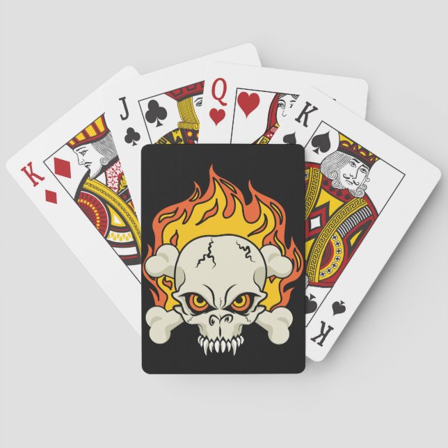 Flaming Skull and Crossbones Poker Cards (Back)