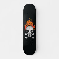 Flaming Skull and Crossbones Skateboard