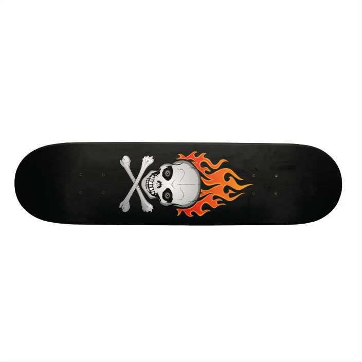 Flaming Skull and Crossbones Skateboard | Zazzle.com