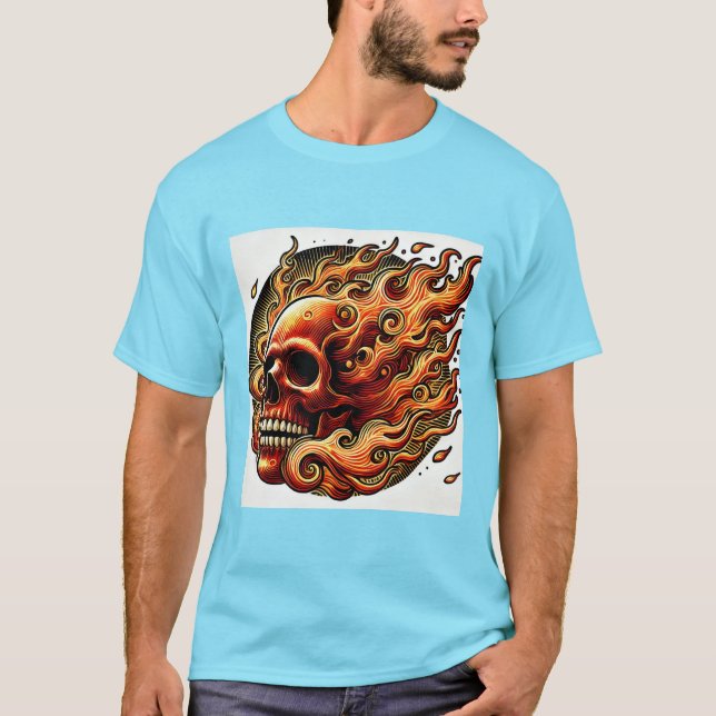 Flaming Skull Artwork T-Shirt (Front)