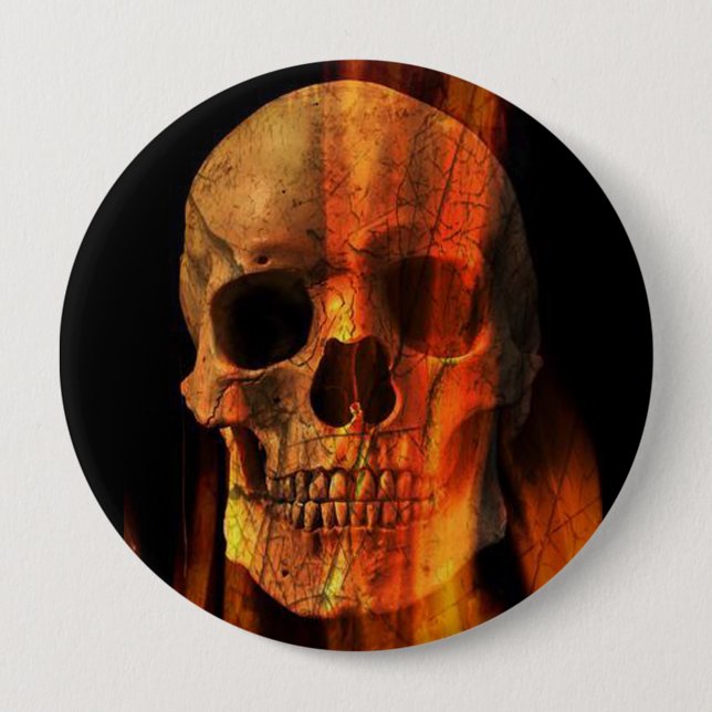 Flaming Skull Button (Front)