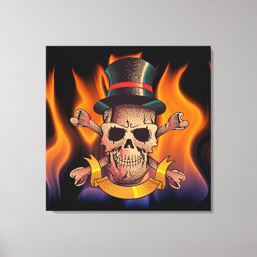Flaming Skull Canvas Print