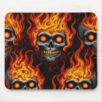 Flaming skull design gothic tattoo rock and roll s mouse pad