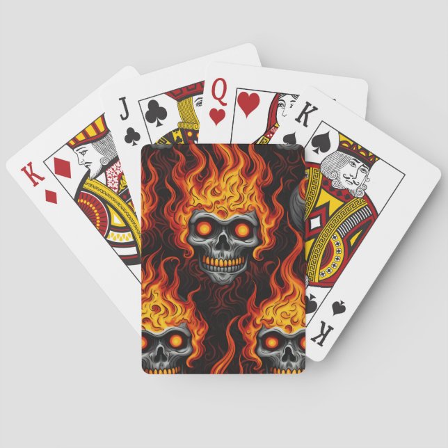 Flaming skull design gothic tattoo rock and roll s poker cards (Back)