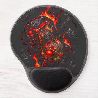 Flaming Skull Dice - High Stakes Rebel Graphic Gel Mouse Pad