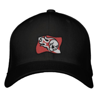 flaming skull dive flag embroidered baseball hat