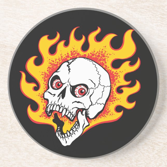 Flaming Skull Drink Coaster (Front)