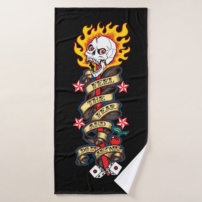 Flaming Skull Feel the Fear Bath Towel (Bath Towel)
