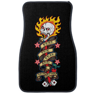 Flaming Skull Feel the Fear Car Floor Mat