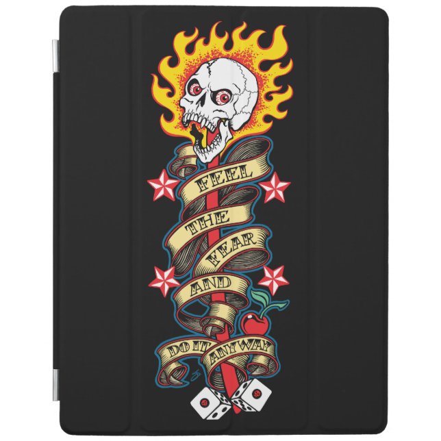 Flaming Skull Feel the Fear iPad Smart Cover (Front)
