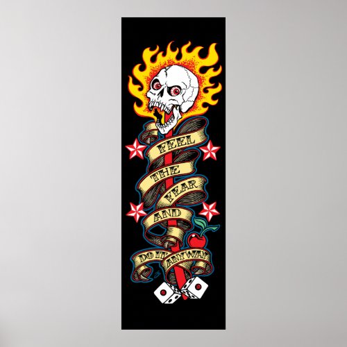 Flaming Skull Feel the Fear Poster