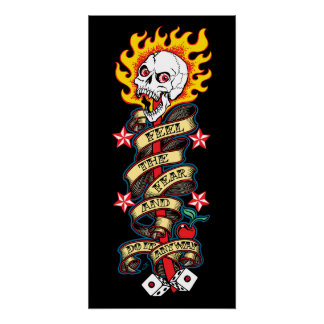 Flaming Skull Feel the Fear Poster
