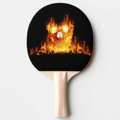 Flaming Skull Fire Goth Skeleton Ping Pong Paddle