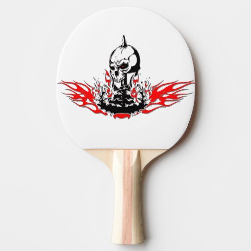 Flaming Skull Fire Ping Pong Paddle