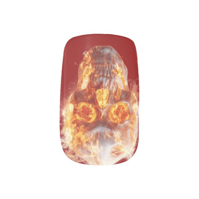 "Flaming Skull" for long nails  Minx Nail Art (Left Thumb)