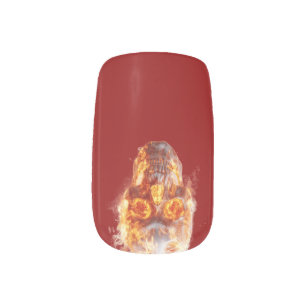 "Flaming Skull" for short nails  Minx Nail Art