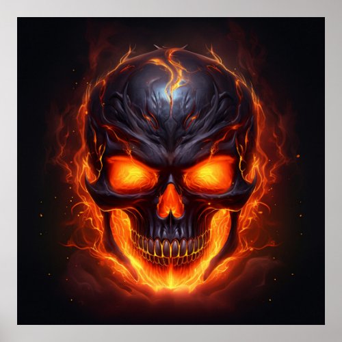 Flaming Skull Fury Poster