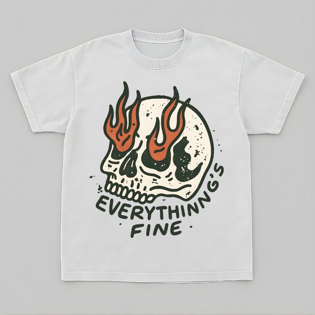 Flaming Skull Graphic Sarcastic Vintage Grunge T-Shirt (Creator Uploaded)