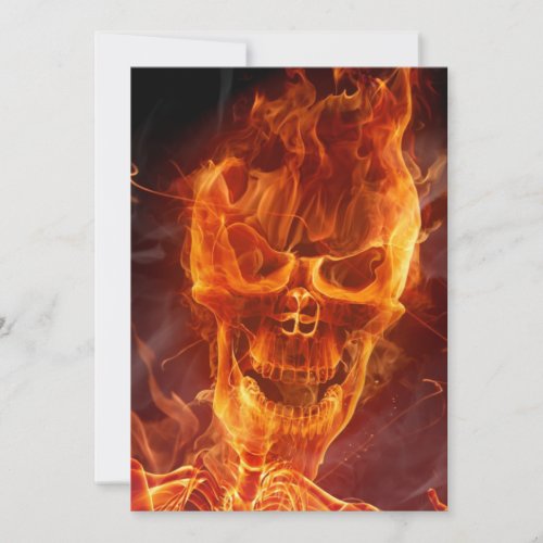 Flaming Skull Halloween Invitation wBloody Text