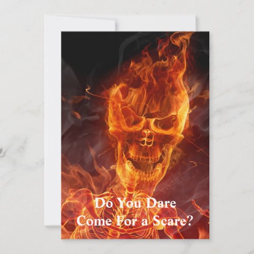 Flaming Skull Halloween Invite With Bloody Text