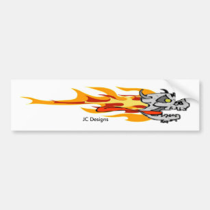 Flaming Skull, JC Designs Bumper Sticker