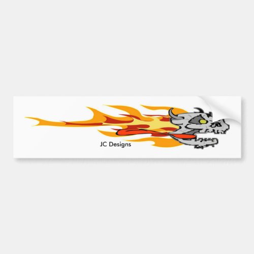 Flaming Skull JC Designs Bumper Sticker