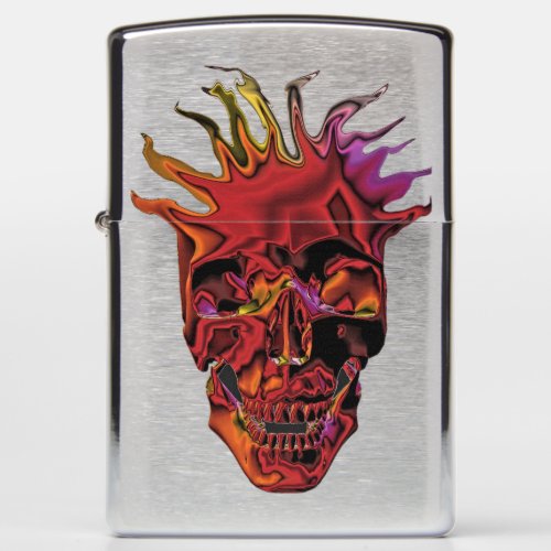 Flaming Skull laughing Zippo Lighter