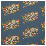 Flaming Skull Lucky Dice Fabric