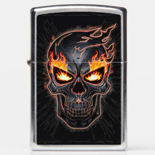 Flaming Skull - Metal Engraving Art #2 Zippo Lighter